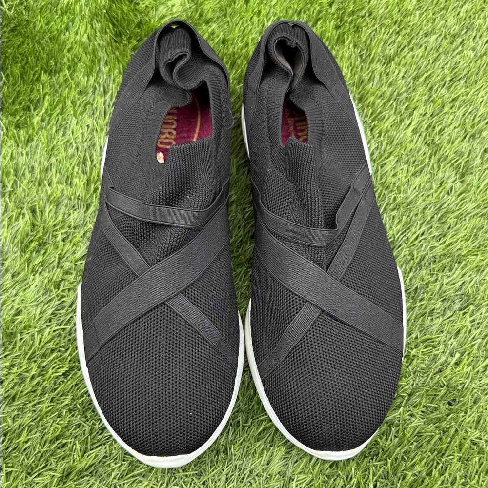 Murano Black Knit Slip-On Sneakers with Crisscross Straps Size 8.5 W